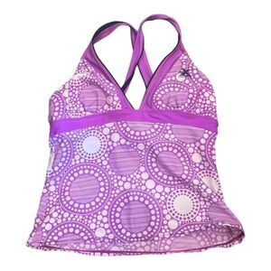 ZeroXPosur Purple and White Swimsuit Top size 10